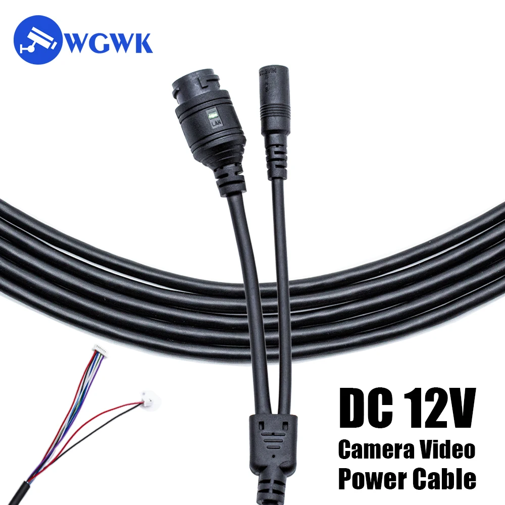 WGWK 9 Pin Core DC12V Network Power Cable DC Audio IP Camera Female Connector Split Wire PoE Module For CCTV IP Camera