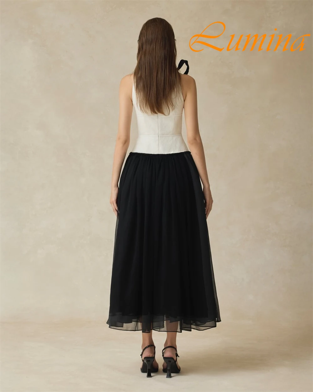 Vestido de noche personalizado de alta calidad con cuello redondo, vestido de cóctel clásico de gasa sin mangas, flores modernas, vestidos para ocasiones especiales