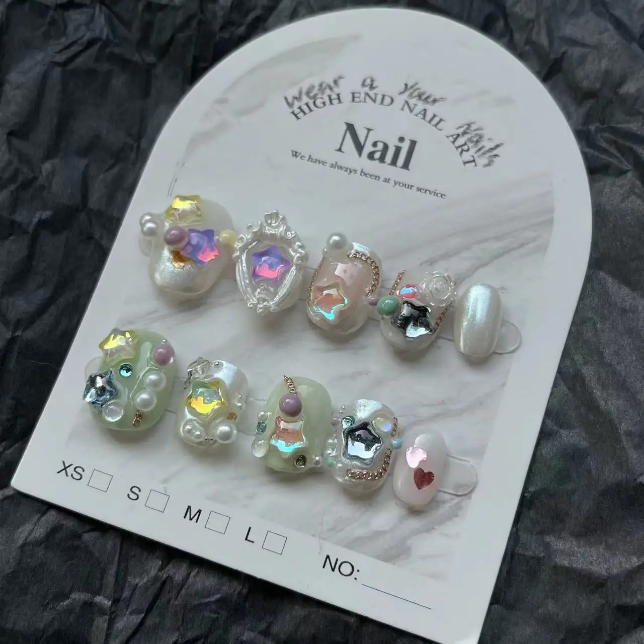 Faux Ongles Faits à la Main de Luxe, à Pression, N64.Baroque, à Paillettes, Courts, Design de Ballet, Couverture Complète, Artificiels, 123, 10 Pièces