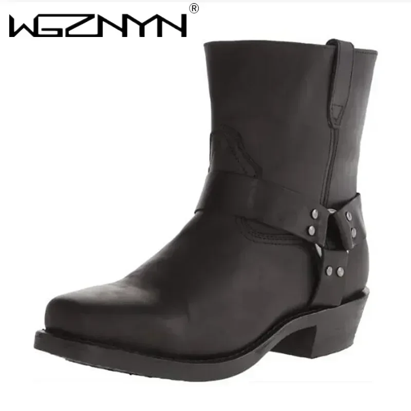 

2025 New Outdoors Men Western Boots Vintage Cowboy Boots Male Lightweight Comfort Knight Boots Autumn Winter Shoes Large Size 48