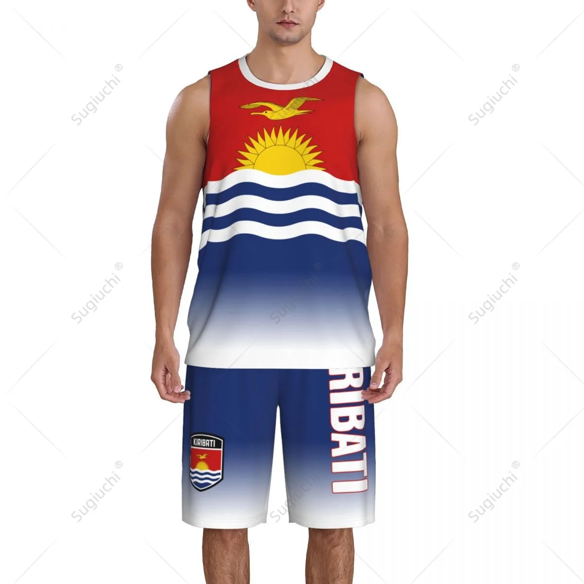 Jersey basket pria kiribatii Flag Jersey Set Mesh Shirt & celana tanpa lengan eksklusif Team-up nama kustom Nunber Unisex