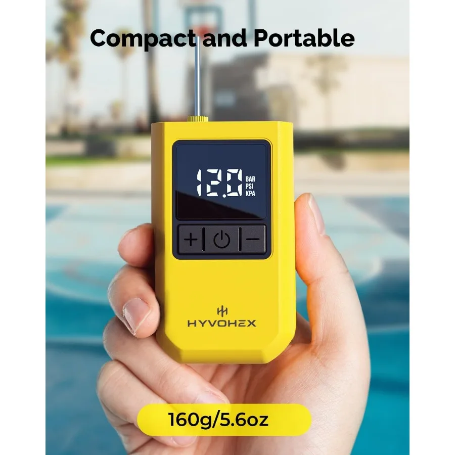 Portable Electric Ball Pump for Sports Balls: Ultra Fast Inflation with Digital LED Display Preset Pressure Settings Includes B