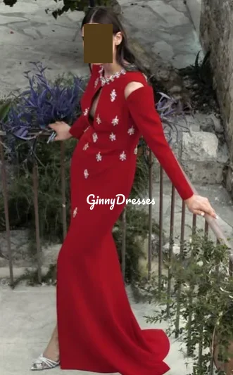 Vestido de casamento personalizado, sereia, halter, até o chão, vestidos formais, miçangas, zíper, mangas compridas, فسات temperatur evikant