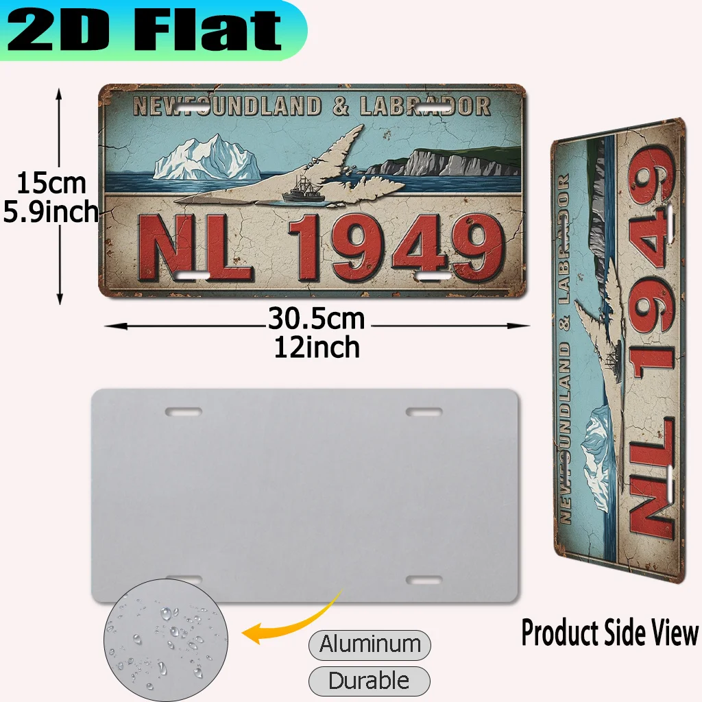 2D Flat, 2D Flat Print, 1pc, Newfoundland Labrador Vintage Aluminum Sign 12x6 Inches, for Decorative Use Only, New Year's Gift,
