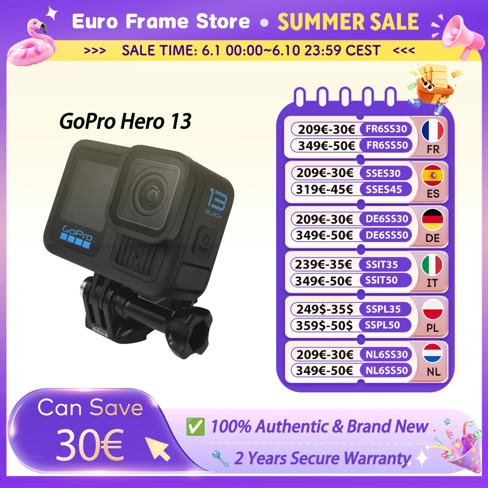Caméra sportive GoPro Hero13 Black, étanche et anti-vibrations, pour le cyclisme, vidéo 5.3K, caméra sportive en direct, Go Pro Hero 13