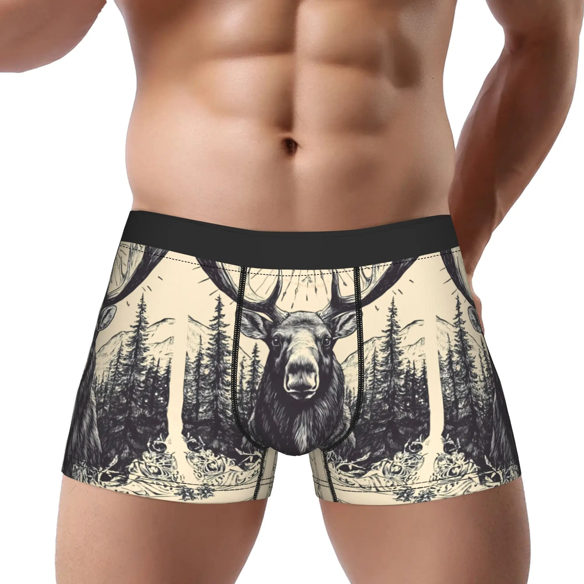 

Deer Underwear Man Polyester Boxer Briefs Underpants Printed