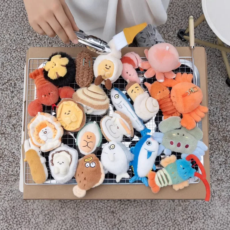 Llavero de Peluche Suave con Forma de Marisco, Simulación de Langosta, Abulón, Almeja, Ostra, Colgante de Peluche Kawaii, Regalo de Cumpleaños