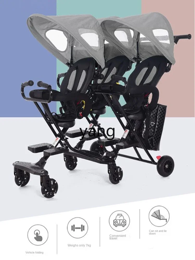 L'm triplets baby walking artifact baby three stroller outdoor lightweight folding