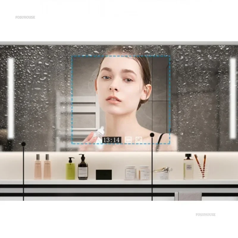 モダンなバスルームミラーキャビネット家庭用家具壁掛け防曇バスルーム収納統合シンクキャビネットバックライト付き K