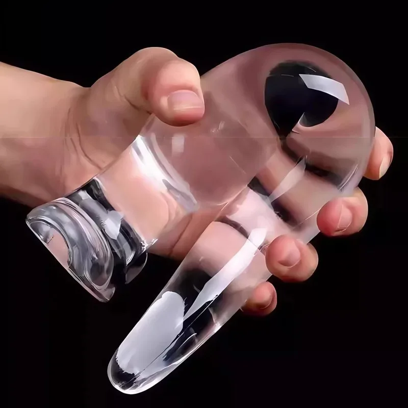 False Dildo Transparent Curved Silicone Metal Anal Plug Safe Bottom G-spot Adult Sex Toy Male and Female Anal Plug Back Massager view 3
