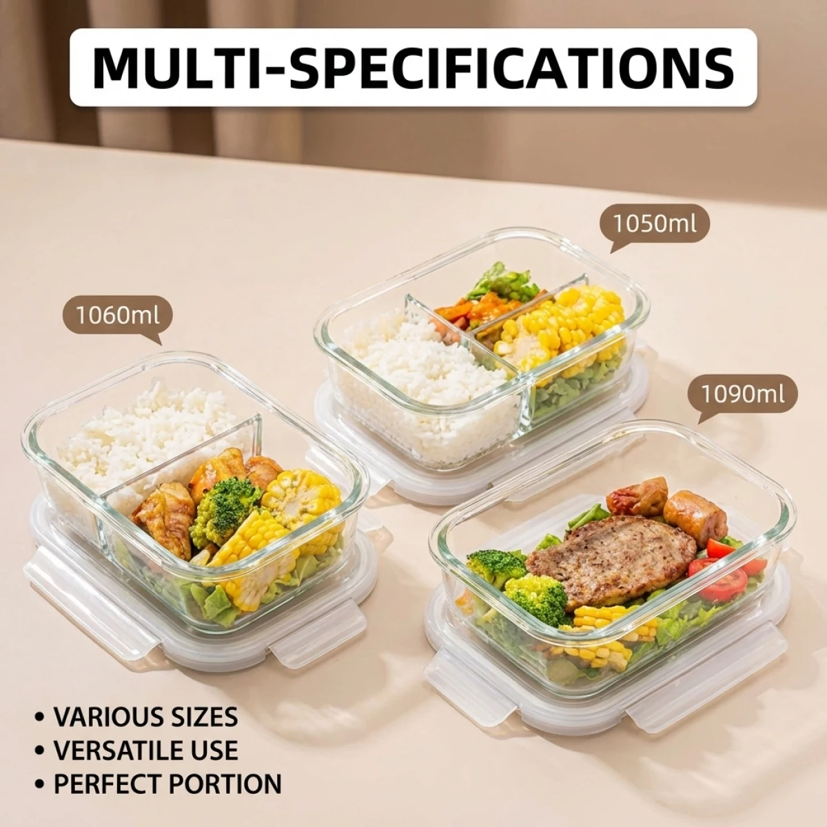 

Stylish clear glass lunch box! Boasting a sleek white lid,Crafted from thickened high borosilicate glass.