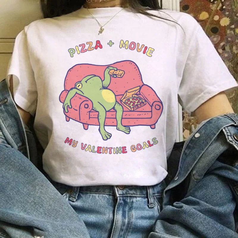 Women's Top Printed Cartoon Cute Potato Letter Pattern 90s Round Neck T-Shirt Summer Women's Casual Printed Travel T-Shirt