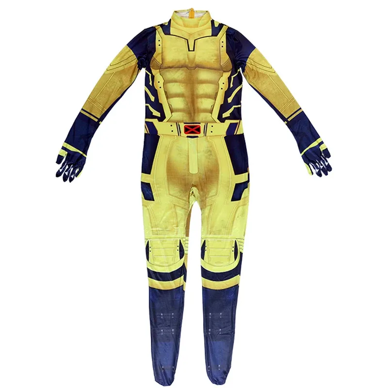 MARVEL Wolverine Battle Suit Boys Superhero Cosplay Zentai Jumpsuit Kids Adults Costume Party Clothes Bodysuit
