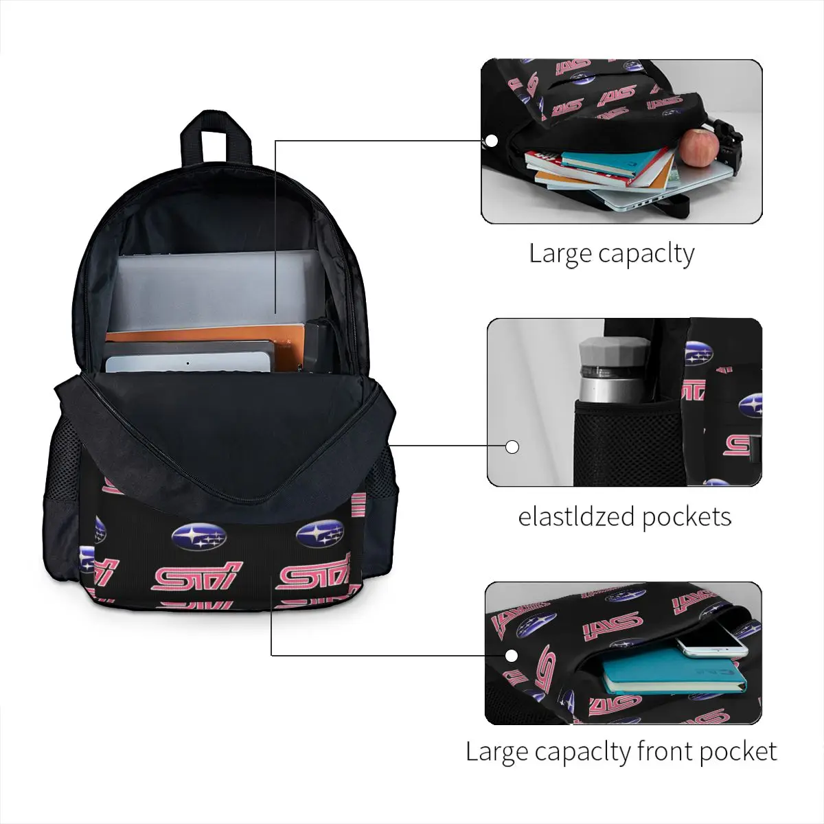 Subaru STI mochilas de coche para niños y niñas, mochilas escolares de dibujos animados, mochila para ordenador portátil, bolso de hombro