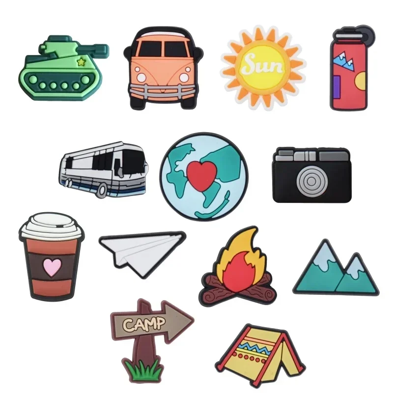 Hot Sale PVC Shoe Charms for Crocs Accessories Camping Badge  Sandals Buckle Kids Pins Men Decoration Jeans X-mas Gift