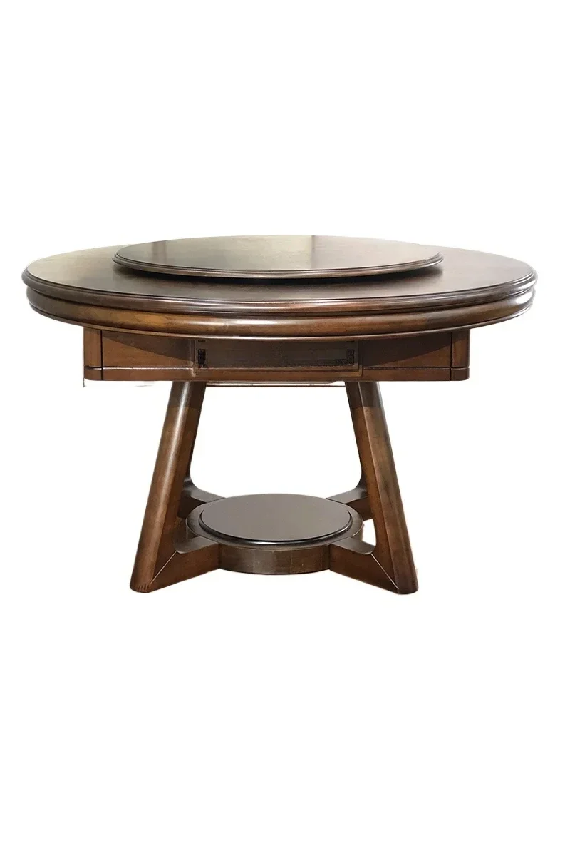 

Round Table New Chinese Style Solid Wood Mahjong Machine Dining Table Dual-Purpose In One Dining Table Household