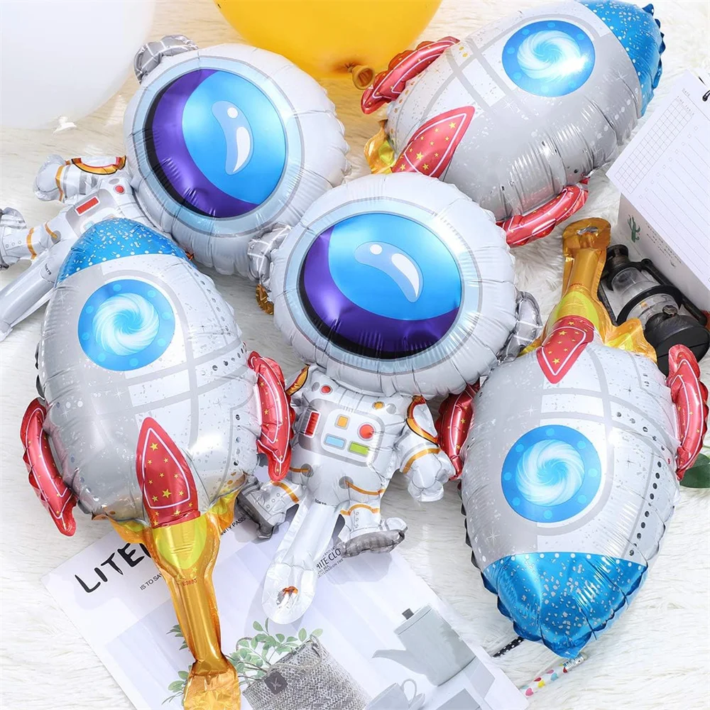 10pcs Mini Outer Space theme Foil Balloons Astronaut Rockets Ballon Air Globos for Birthday Party Decoration Baby Kids Toys Gift