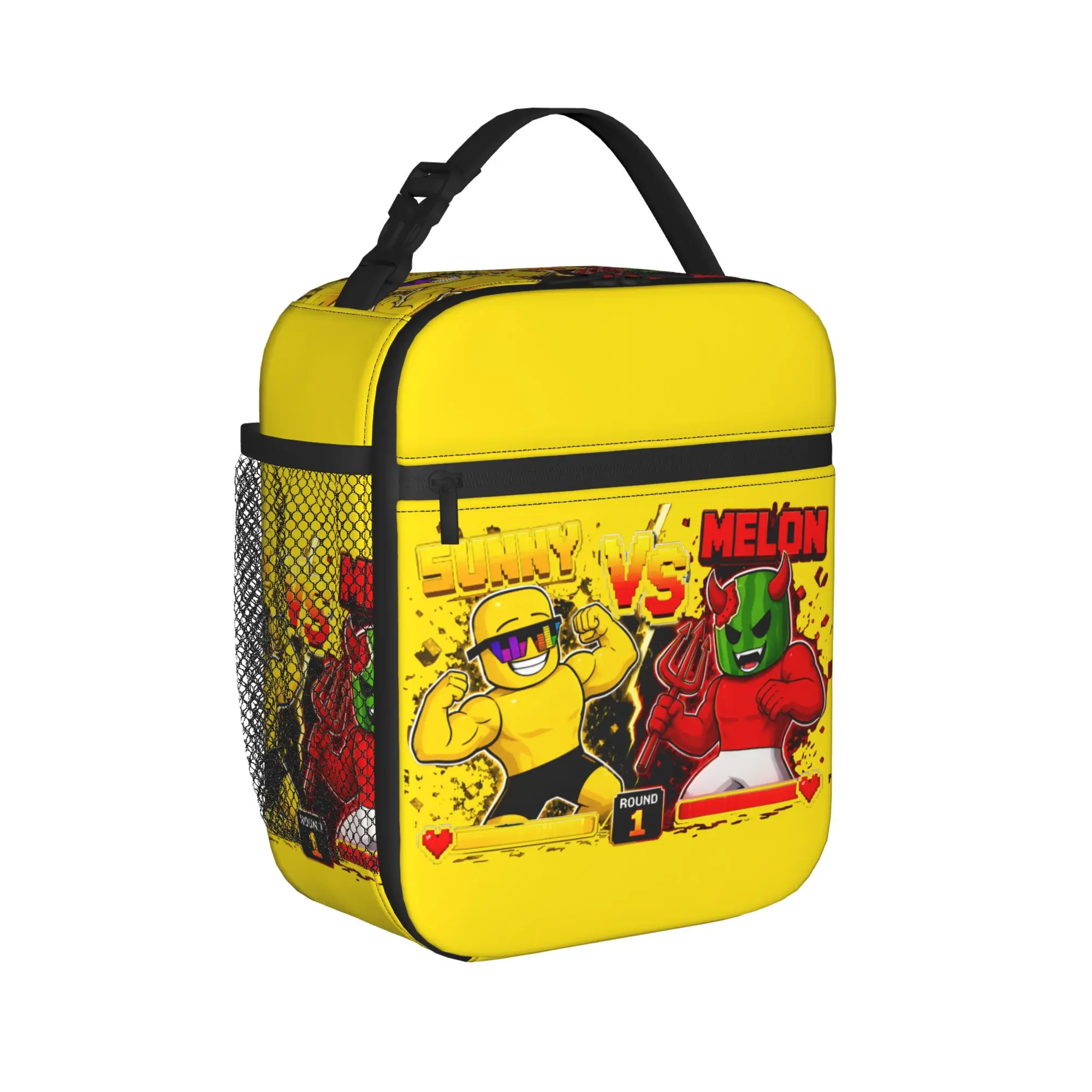 Lunch Bag Sunny VS Melon Game Fight Screen Picnic Lunch Box For Child  Fun Portable Custom Thermal Tote Handbags