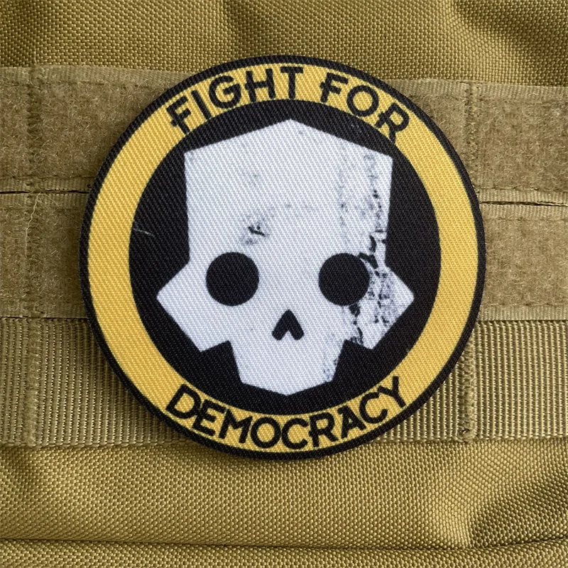 Helldivers 2 Skull Tactical Patch Embroidery Hook & Loop Emblem We Dive Together Morale Badge Backpack Fabric Printing Patches