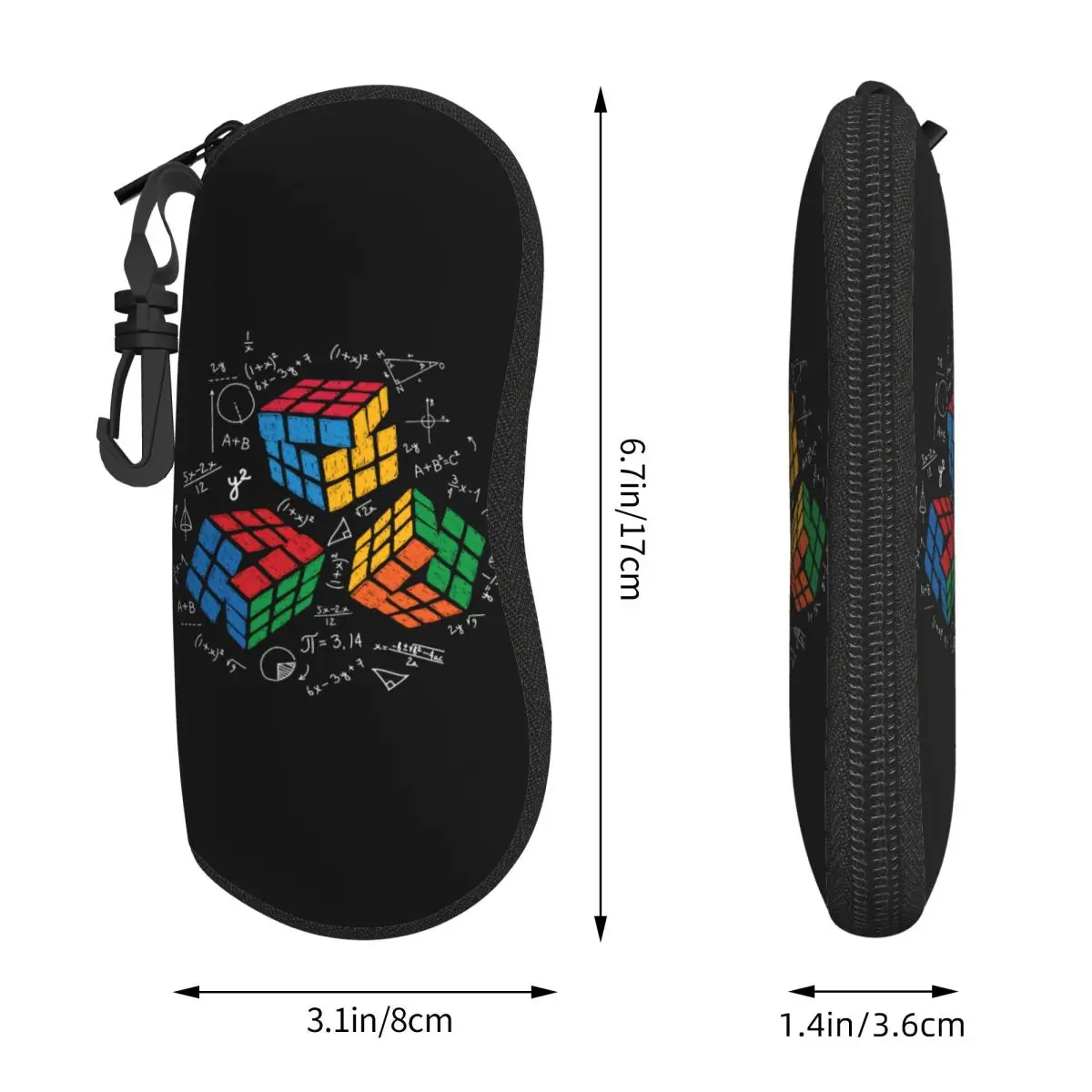 Custom Math Rubiks Cube Eyeglass Glasses Case Men Women Soft Geek Teacher Gift Sunglasses Protective Pouch view 3