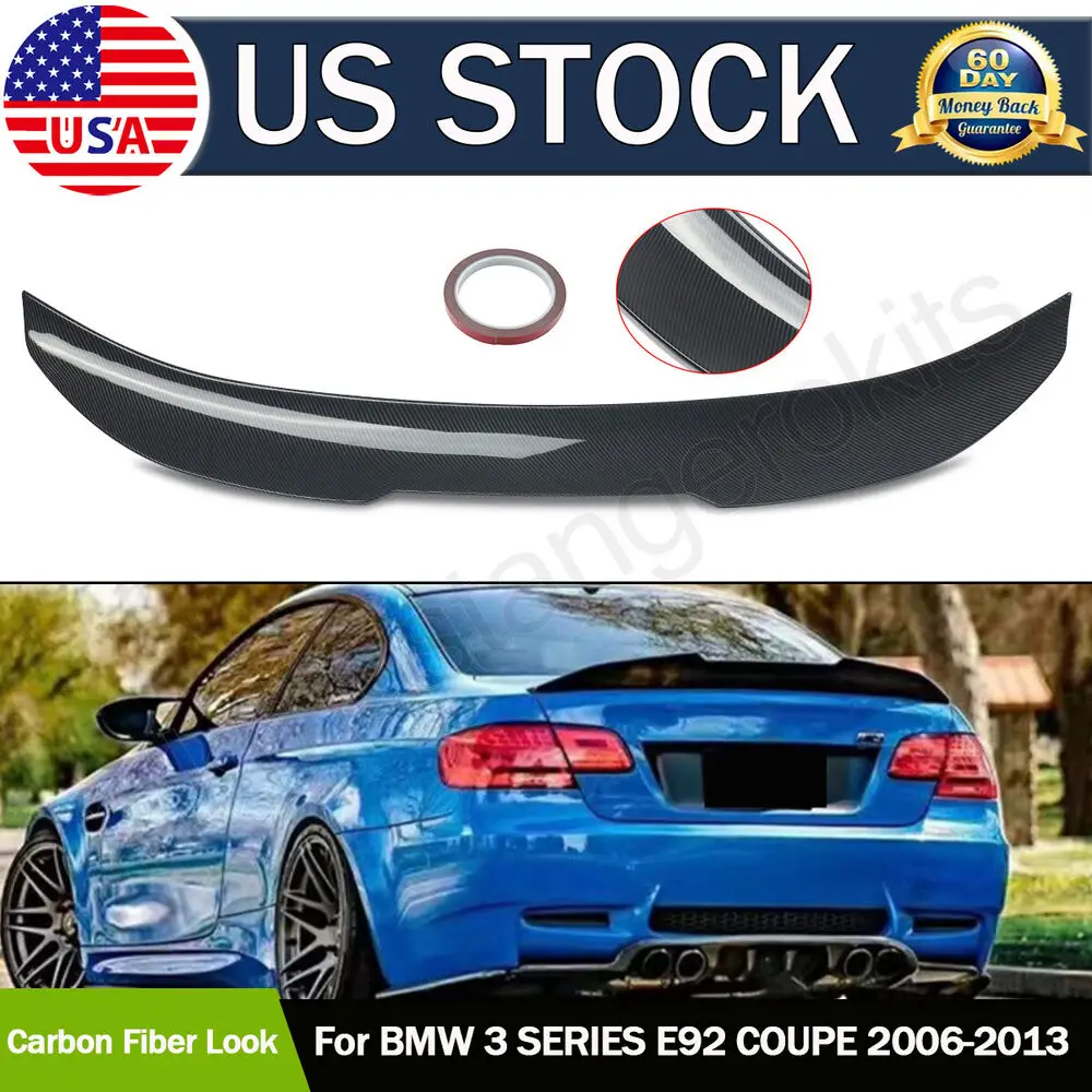 FOR 2007-2013 BMW E92 M3 2DOR TRUE HIGHKICK DUCKBILL CARBON LOOK TRUNK SPOILER WING