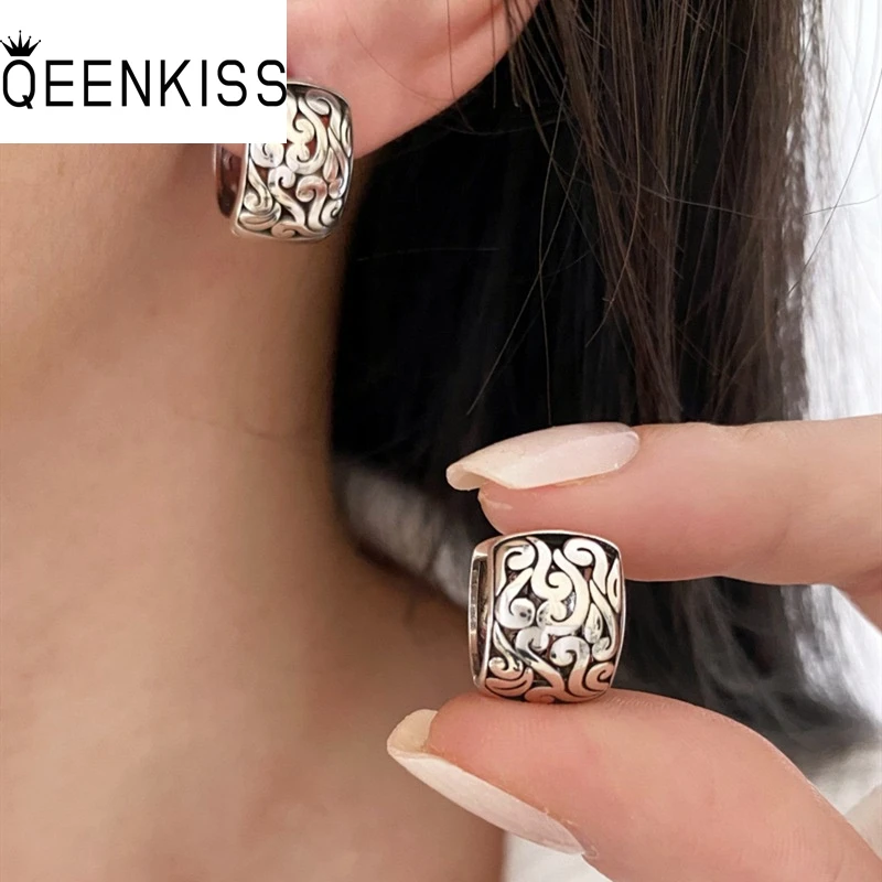 

QEENKISS, винтажные серьги-кольца из стерлингового серебра 925 пробы с облаком для женщин, подарки на день рождения, свадьбу, вечеринку, Рождество, невесту, матери, EG6393