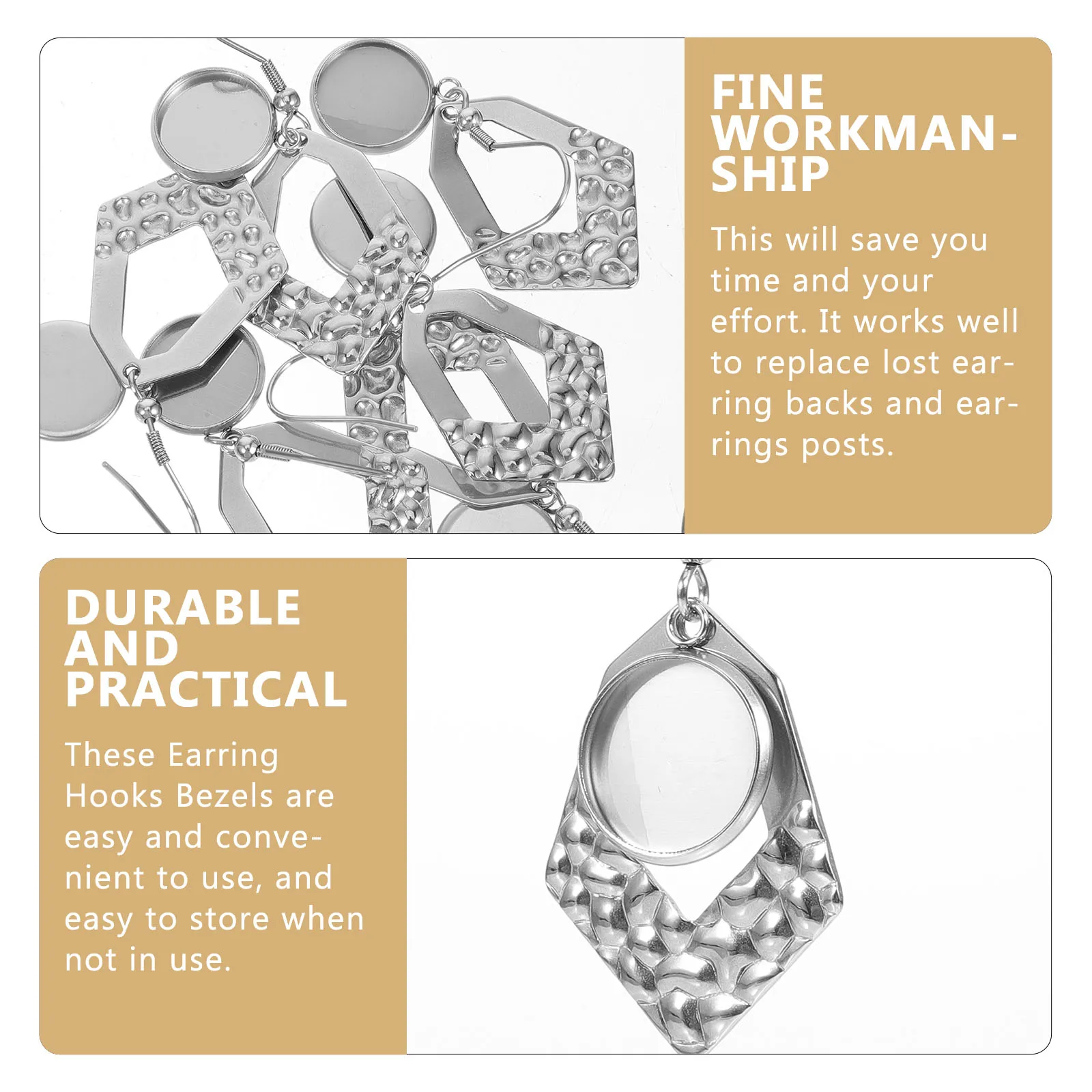 

10 Pcs Ear Hook Accessories Bezel Tray Earring Trays Stainless Steel Setting for Jewelry Making Earrings Bezels