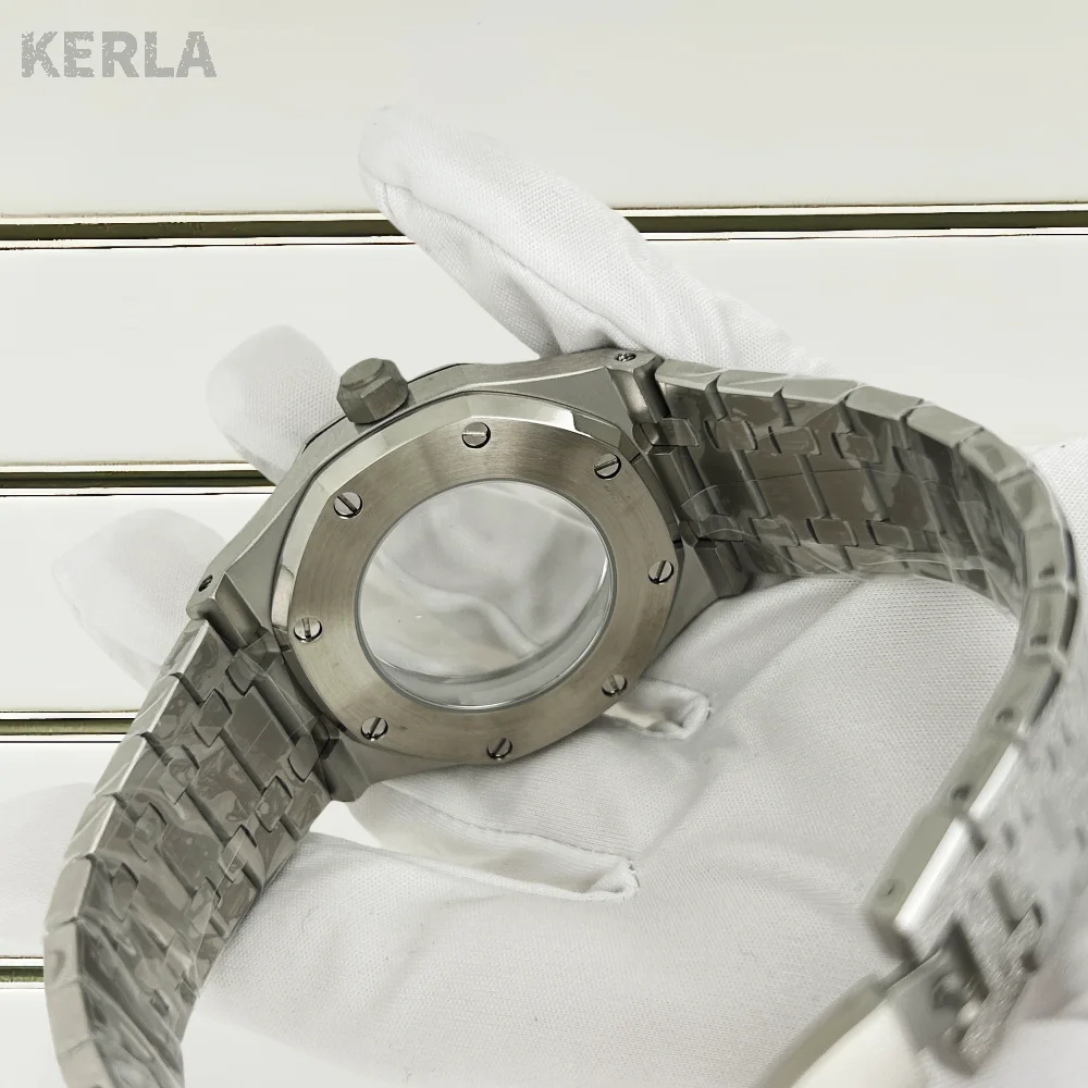 41 mm sternenklares Sand-Silber-Uhrengehäuse, Armband aus 316L-Edelstahl, passend für Eiche 31,8 mm Zifferblatt, montiertes NH35- und NH36-Uhrwerk, Uhrenzubehör – Detail 2