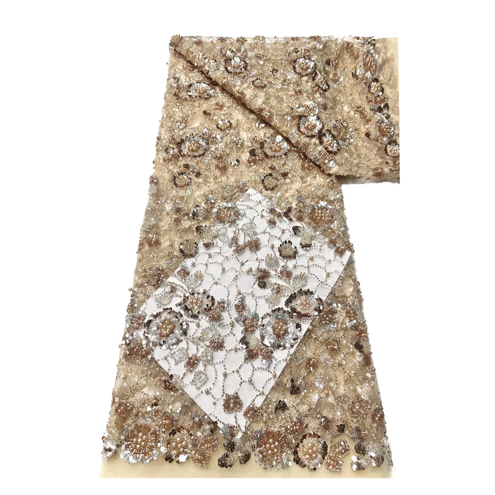 قماش دانتيل مطرز بالترتر الثقيل الأفريقي قماش نيجيري فرنسي تول مطرز قماش دانتيل شبكي موضة فستان حفلات الزفاف