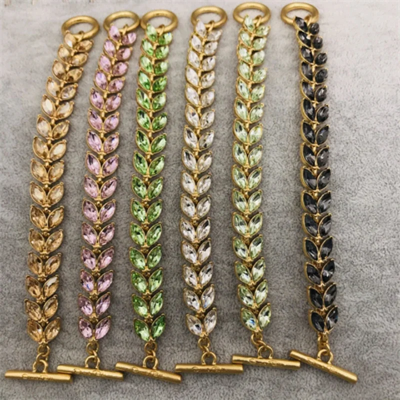 

European and American Fashion Trends 2024 Spring and Summer New Wheat Ear Crystal Fashion Temperament Niche Design Bracelet