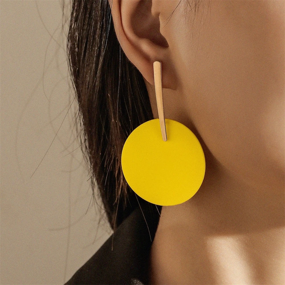 Korean Style Acrylic Earrings Rhombus Leaves Oval Drop Geometric Earrings for Women Big Circle Earrings Trendy Jewelry Ear Rings