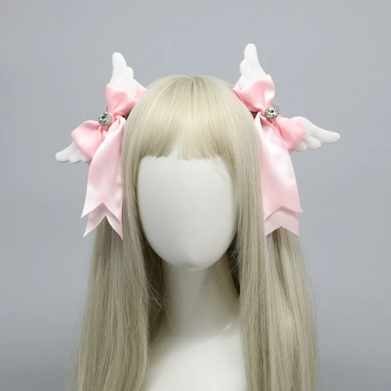 새로운 bowknot 천사 날개 귀여운 천사 날개 플러시 머리핀 소녀 헤어 클립 액세서리 바레트 헤어 그립 머리 장식 머리 장식 헤어 클립