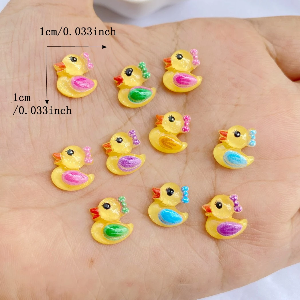 50Pcs New Cute Resin Mini Cartoon Animal Duckling Series Flat Back Manicure Parts Embellishments For Hair Bows Accessories