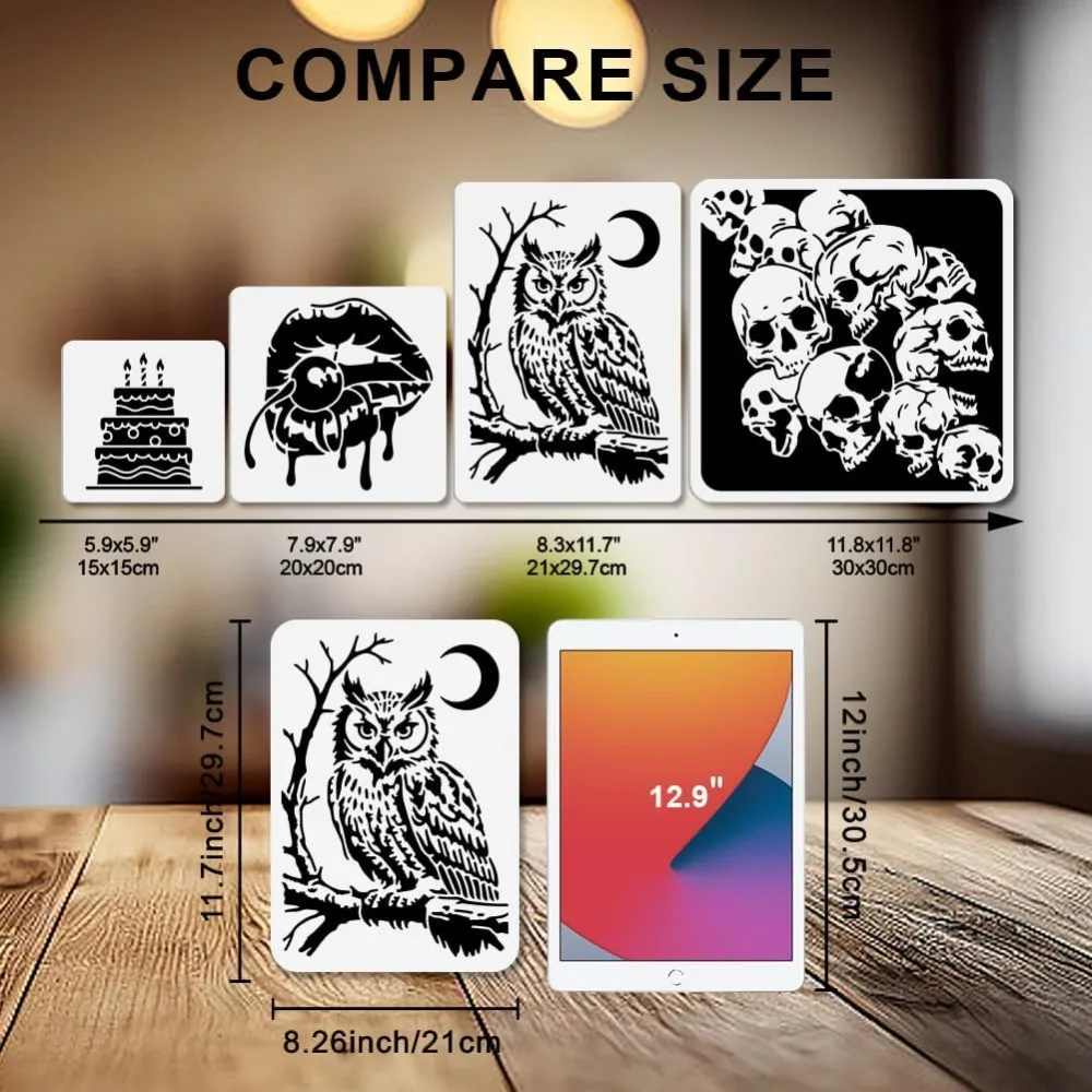 Owl Stencil Bang Owl Animal Stencils for Painting 11.7×8.3inch Reusable Moon Bird Stencil Crafts Drawing Templates with Paint