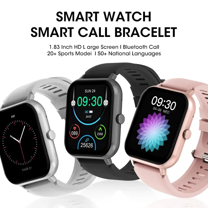 Reloj inteligente deportivo para hombre y mujer, pulsera con llamadas, Bluetooth, presión arterial, 1,83 pulgadas, con caja, para android e IOS, nuevo, 2023