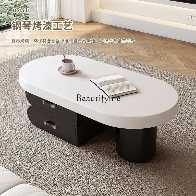

0 Italian modern simple light luxury oval coffee table household living room small apartment