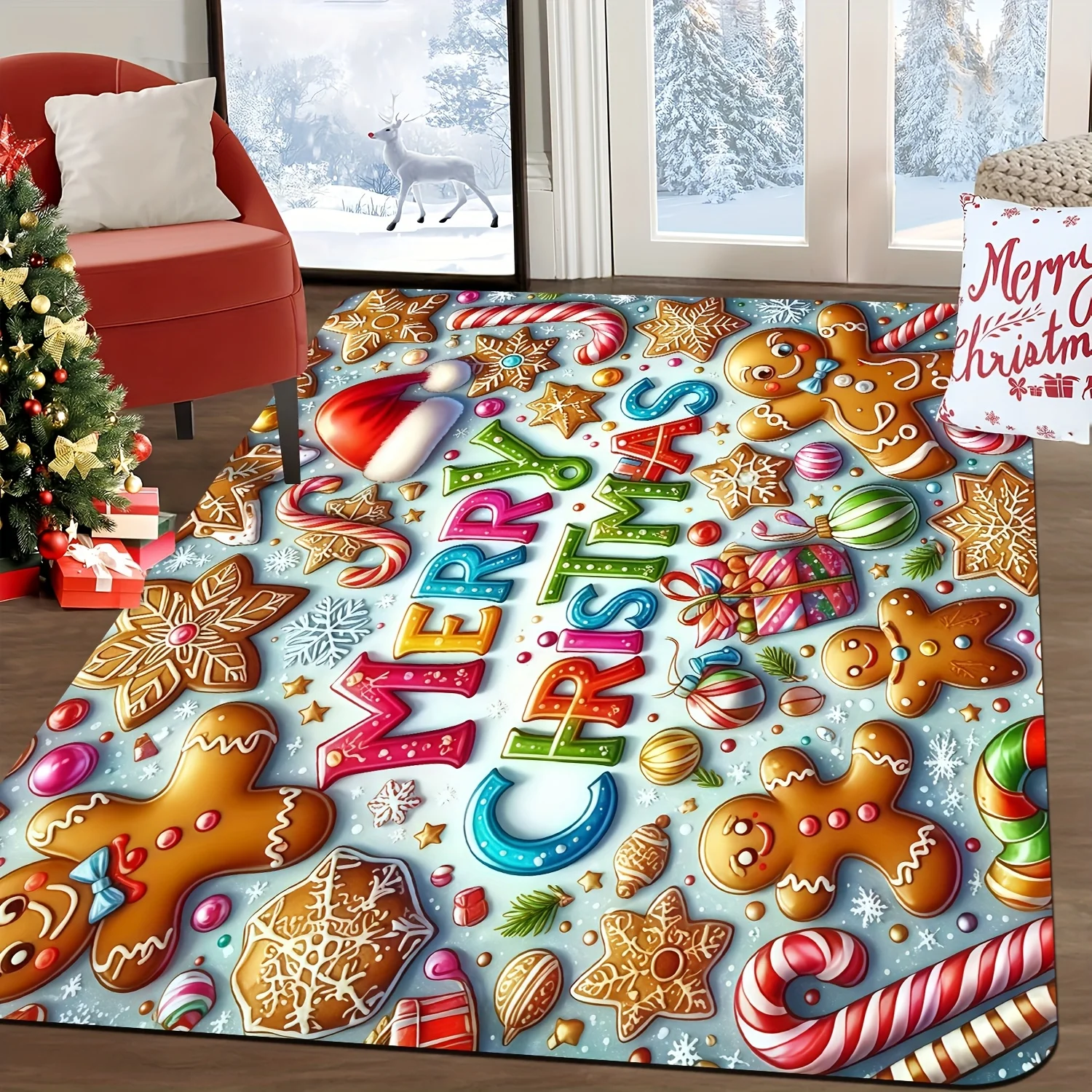 1pc Christmas‑Gingerbread‑Candy‑Cane‑Gift‑Bell 