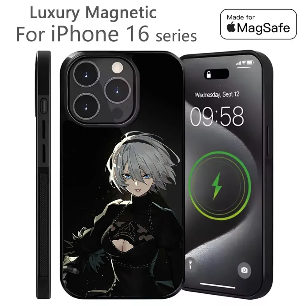 

N-NieR A-Automata 2B Phone Case For iPhone 16,15,14,13,12,11,Plus,Pro,Max Mini Magsafe Magnetic Wireless Charging