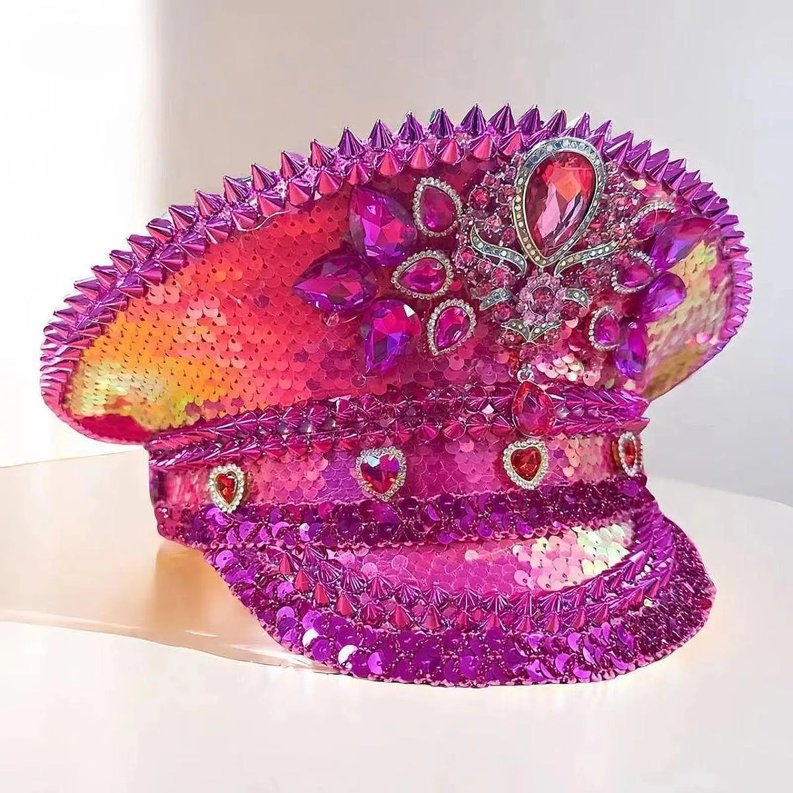 

Rhinestones Studs Costume Hat Gothic Party Hat for Carnivals Gift