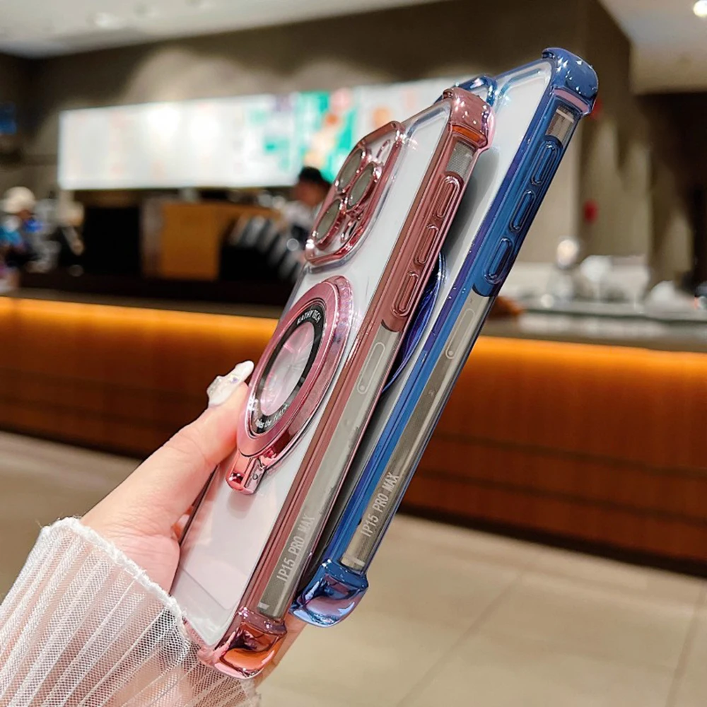 Luxury Magnetic Bracket Plating Phone Case For Samsung A37 A57 A07 A36 A16 A06 A35 A55 A25 A26 A05s A15 A24 A14 A05 A04 4G 5G