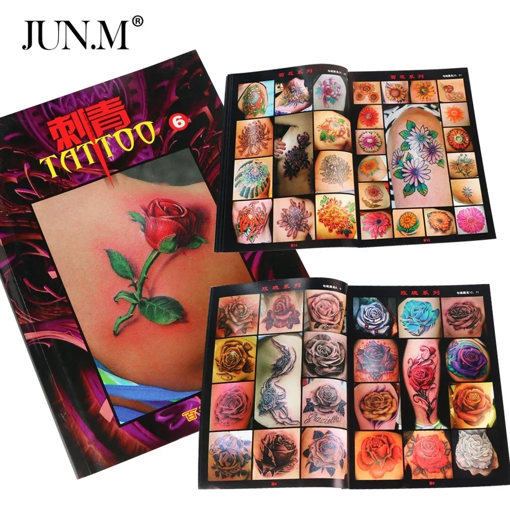 Tattoo Book Pattern Album Tattoo Flower Accessorries For Body Art Pattern Clear Line Design Template Tattoo Beginners Teaching