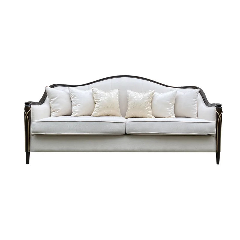 

Light luxury cotton and linen fabric sofa combination American simple solid wood birch