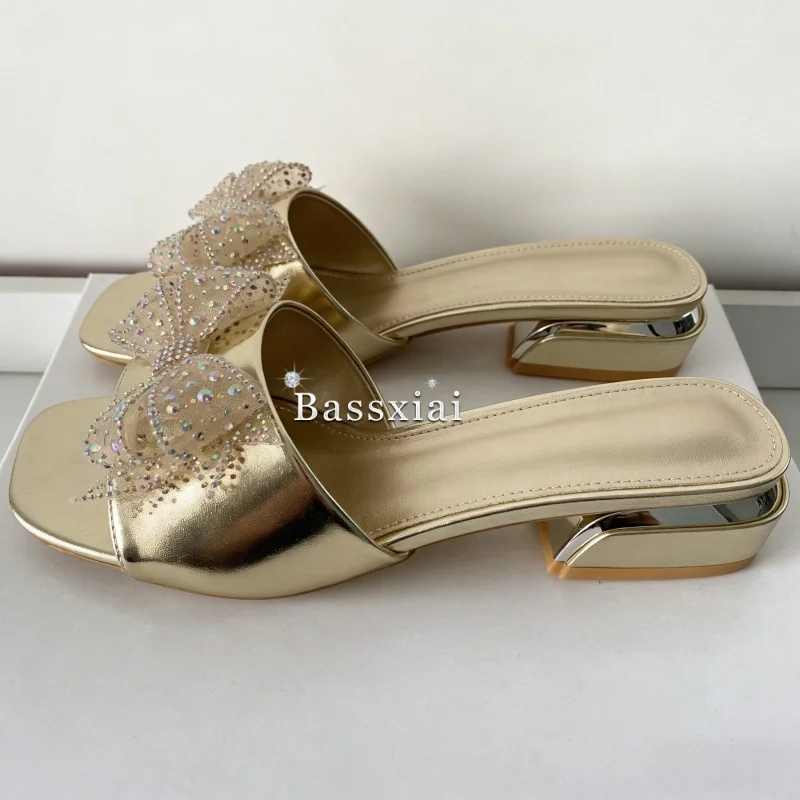 Colorful Sequins Diamond Flower Women's Mules Summer Slip-on Open Toe Concise Style Outwear Slippers view 6