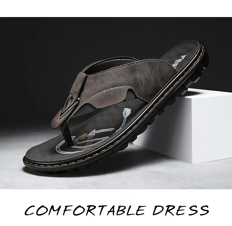 Flip-Flops Summer Classic High-Quality Fashion Soft-Sole Non-Slip Comfort Breathable Light Outdoor Men's Casual Walking Slippers