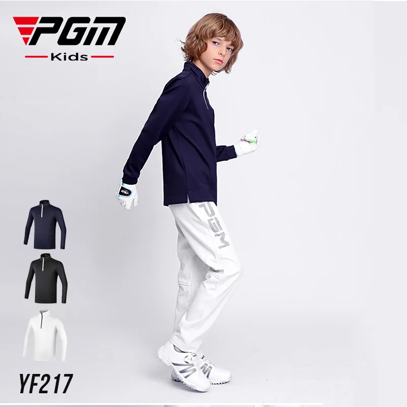 Roupas de golfe pgm crianças manga longa t-shirts meninos outono e inverno roupas quentes tecidos esportivos