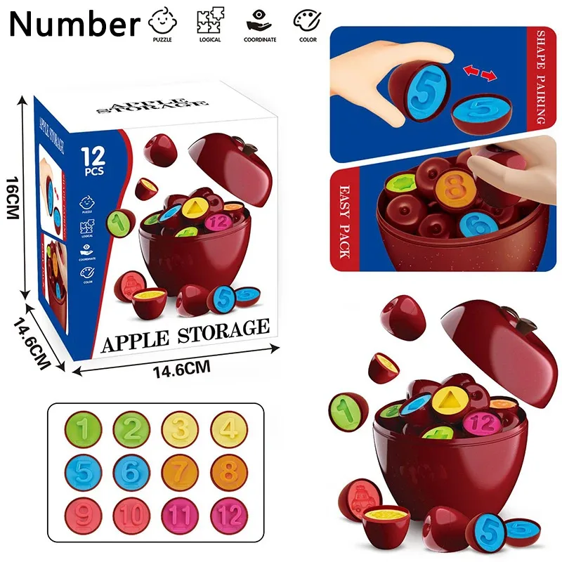 Puzzle 3D Apple Smart Egg, jouets Montessori, jeux assortis pour bébés, Classification des couleurs et des formes, motricité Fine, jouets éducatifs