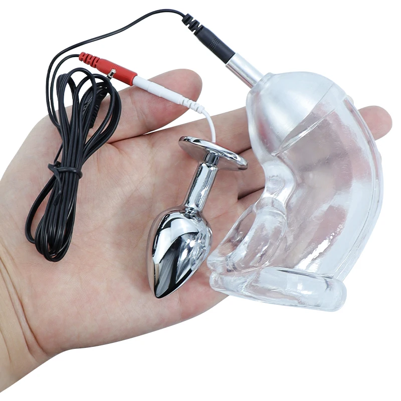 Electric Chastity Cage Anal Plug Penis Electrostimulator Urethral Dilator Scrotum Glans Massage Electro SM Adult Sex Toy for Men