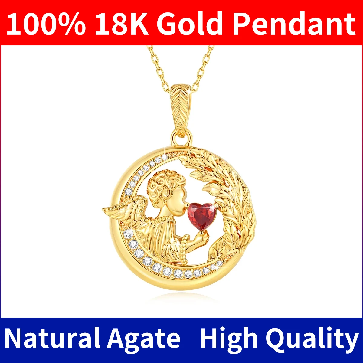 

Szjinao 100% Real 18K Gold Angel Necklace For Women With Certificate Initial Original Au750 Jewelry Trending Love Gift 2024 New