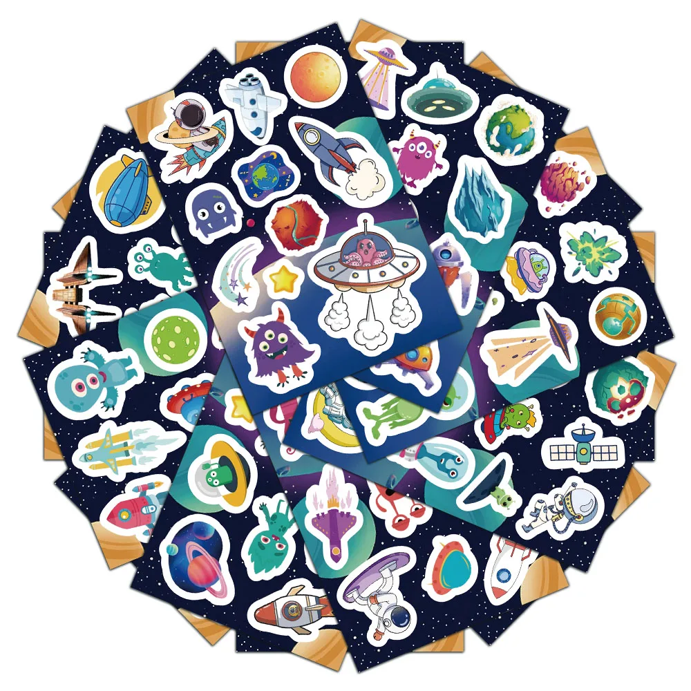 8PCS Space Imagination Collar Stickers Cartoon Cute Ins Style Notebook Decoration Waterproof Stickers