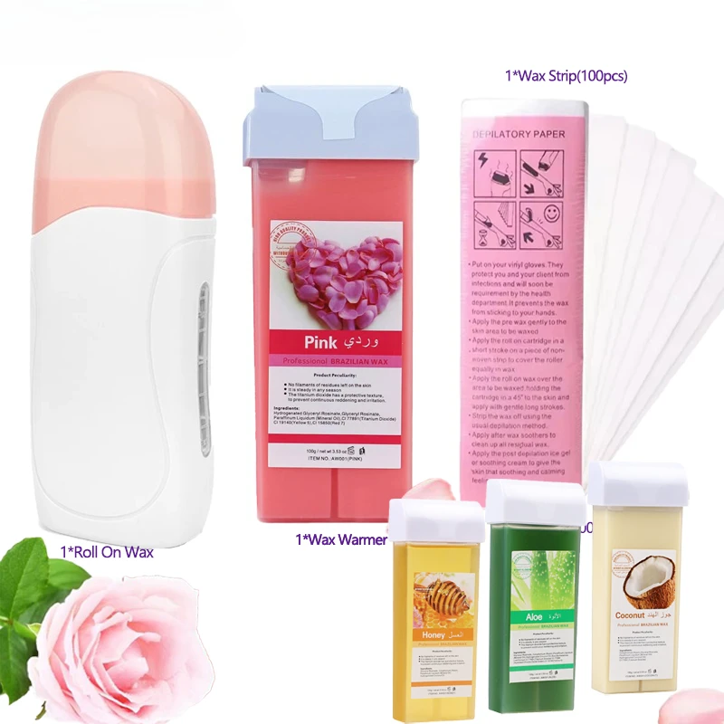 Roller Wax Roll-On Refills - Painless Hair Removal for Bikini/Body, Hypoallergenic & 100% Natural Formula, Quick Depilatory Kit